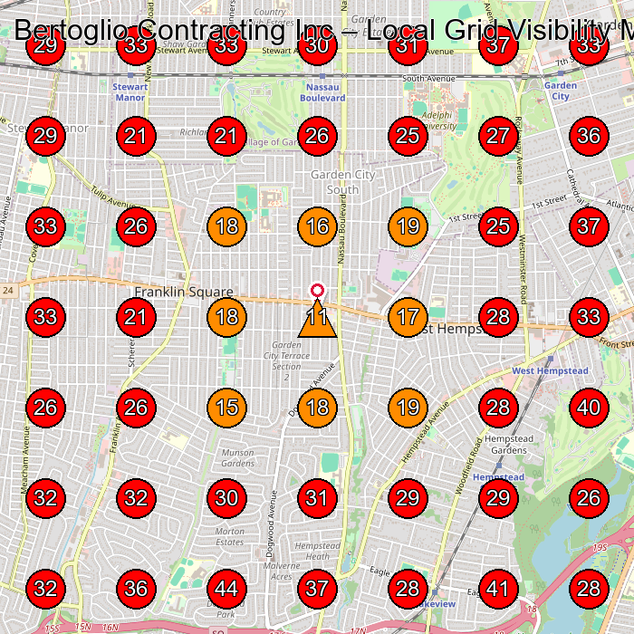 Bertoglio Contracting Inc GeoGrid visibility map for Construction Company in Garden City South